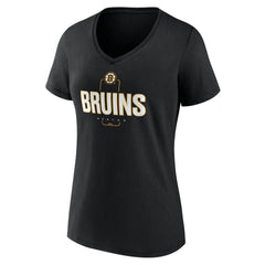 Boston Bruins Women's Personalized Name & Number Midfielder V-Neck T-Shirt - Black - NHL 202441339