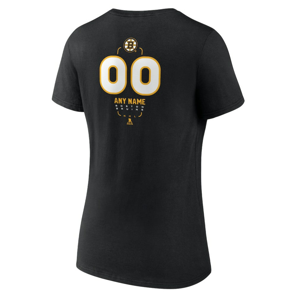 Boston Bruins Women's Personalized Name & Number Midfielder V-Neck T-Shirt - Black - NHL 202441339