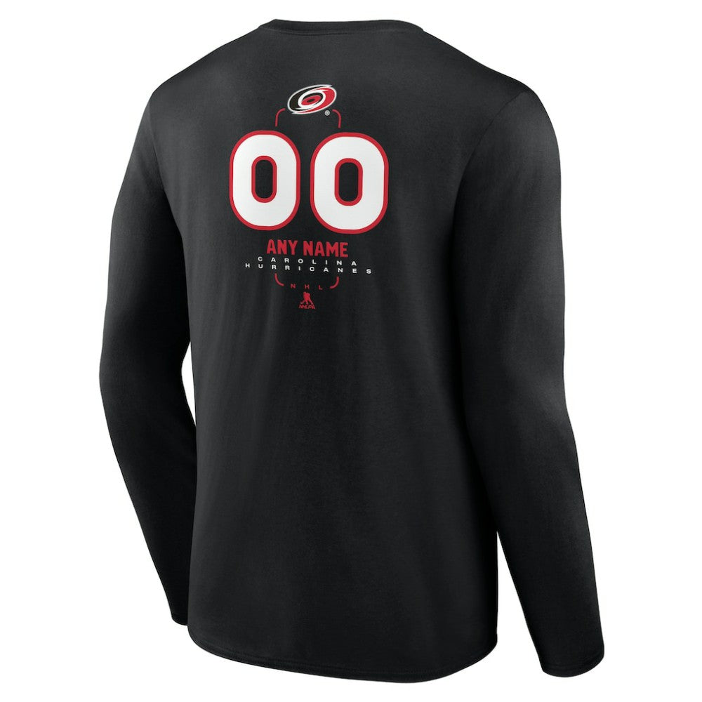 Carolina Hurricanes Personalized Name & Number Midfielder Long Sleeve T-Shirt - Black - NHL 202441340