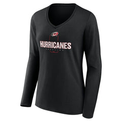 Carolina Hurricanes Women's Personalized Name & Number Midfielder Long Sleeve V-Neck T-Shirt - Black - NHL 202441343
