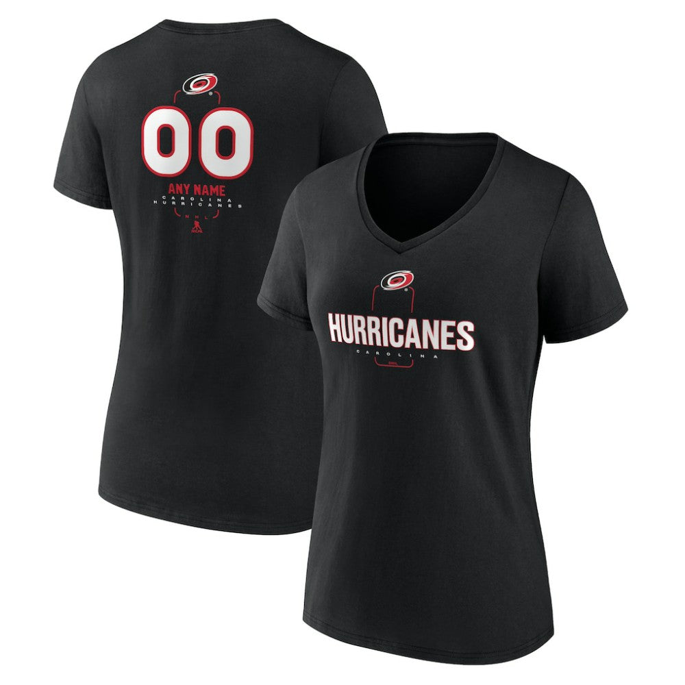Carolina Hurricanes Women's Personalized Name & Number Midfielder V-Neck T-Shirt - Black - NHL 202441344