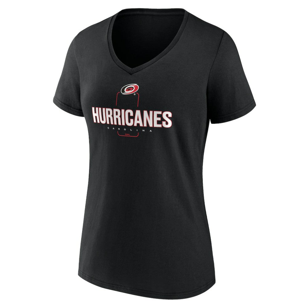 Carolina Hurricanes Women's Personalized Name & Number Midfielder V-Neck T-Shirt - Black - NHL 202441344