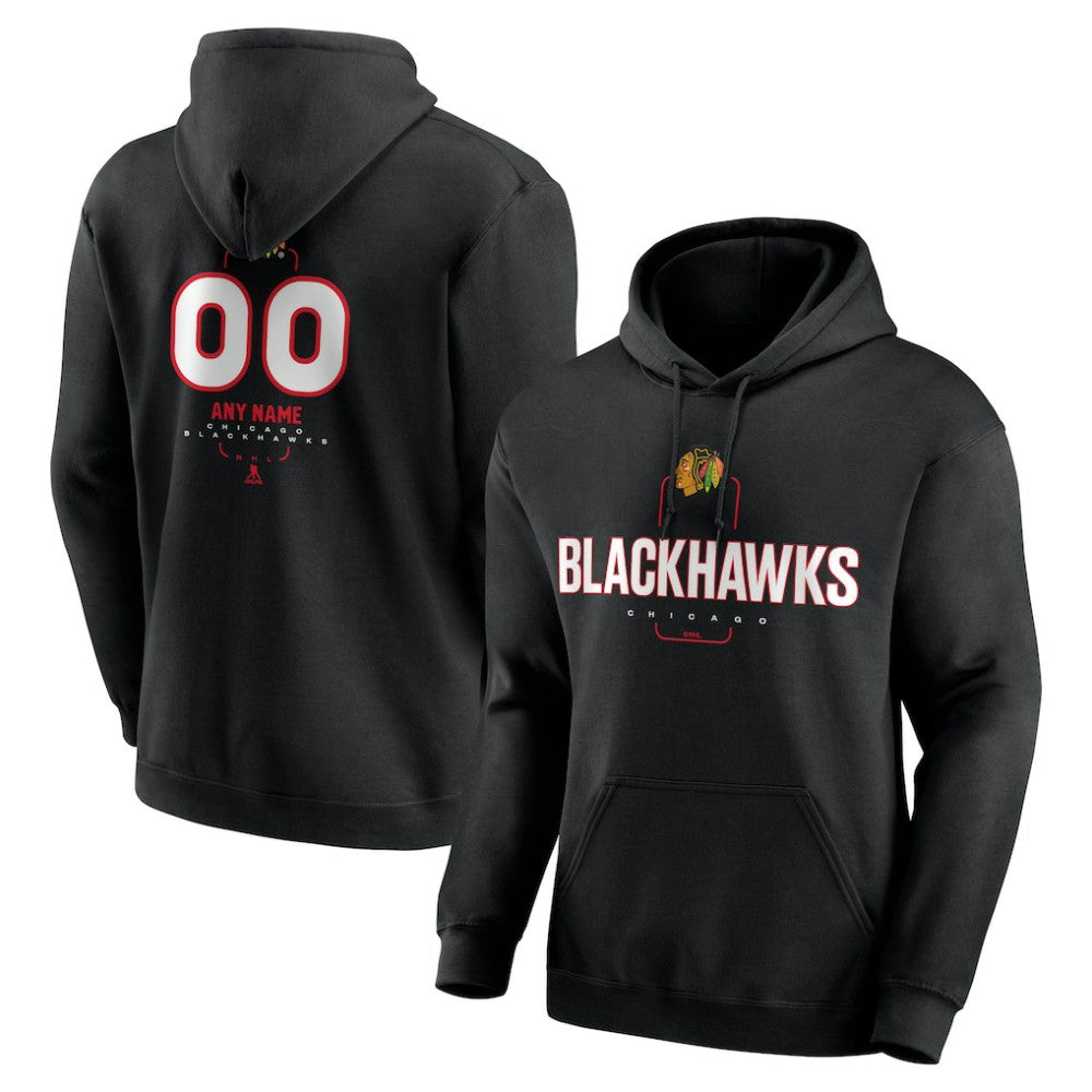 Chicago Blackhawks Personalized Name & Number Midfielder Pullover Hoodie - Black - NHL 202441346
