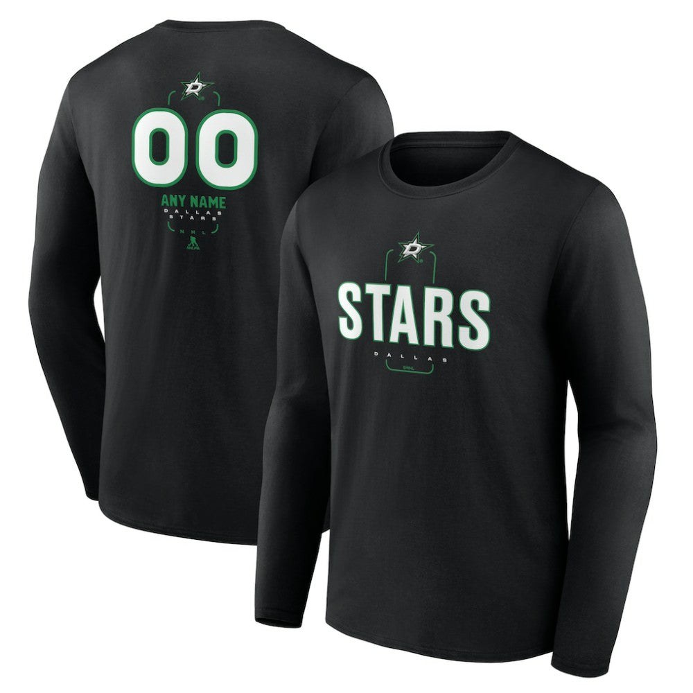 Dallas Stars Personalized Name & Number Midfielder Long Sleeve T-Shirt - Black - NHL 202441350