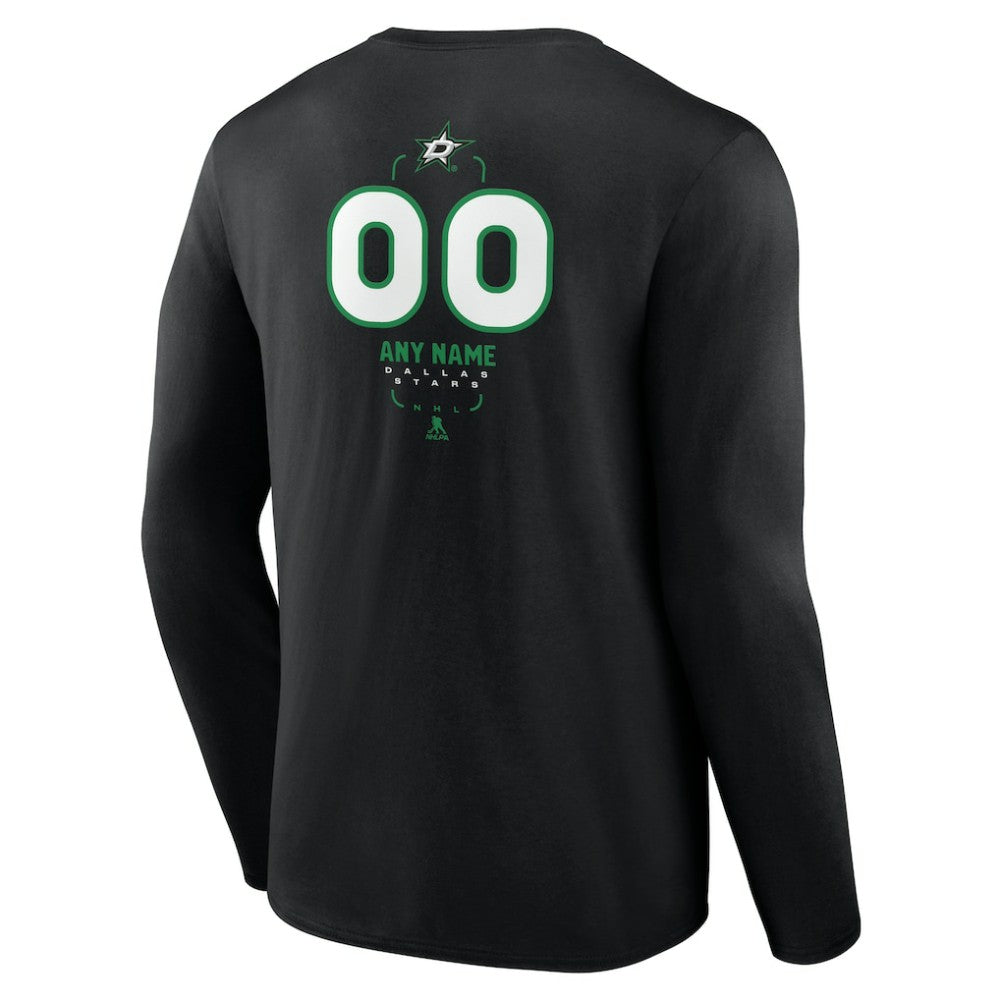 Dallas Stars Personalized Name & Number Midfielder Long Sleeve T-Shirt - Black - NHL 202441350