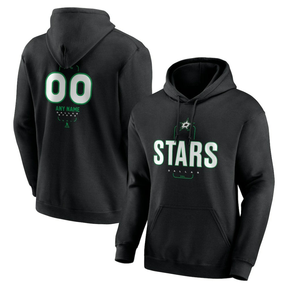 Dallas Stars Personalized Name & Number Midfielder Pullover Hoodie - Black - NHL 202441351