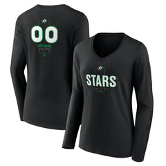 Dallas Stars Women's Personalized Name & Number Midfielder Long Sleeve V-Neck T-Shirt - Black - NHL 202441353