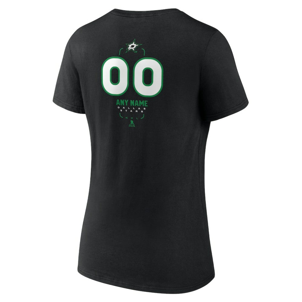 Dallas Stars Women's Personalized Name & Number Midfielder V-Neck T-Shirt - Black - NHL 202441354