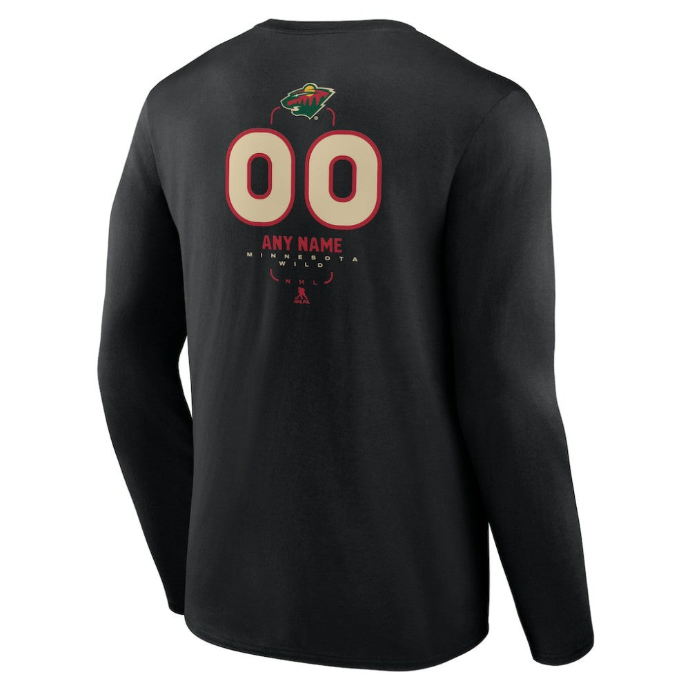 Minnesota Wild Personalized Name & Number Midfielder Long Sleeve T-Shirt - Black - NHL 202441355