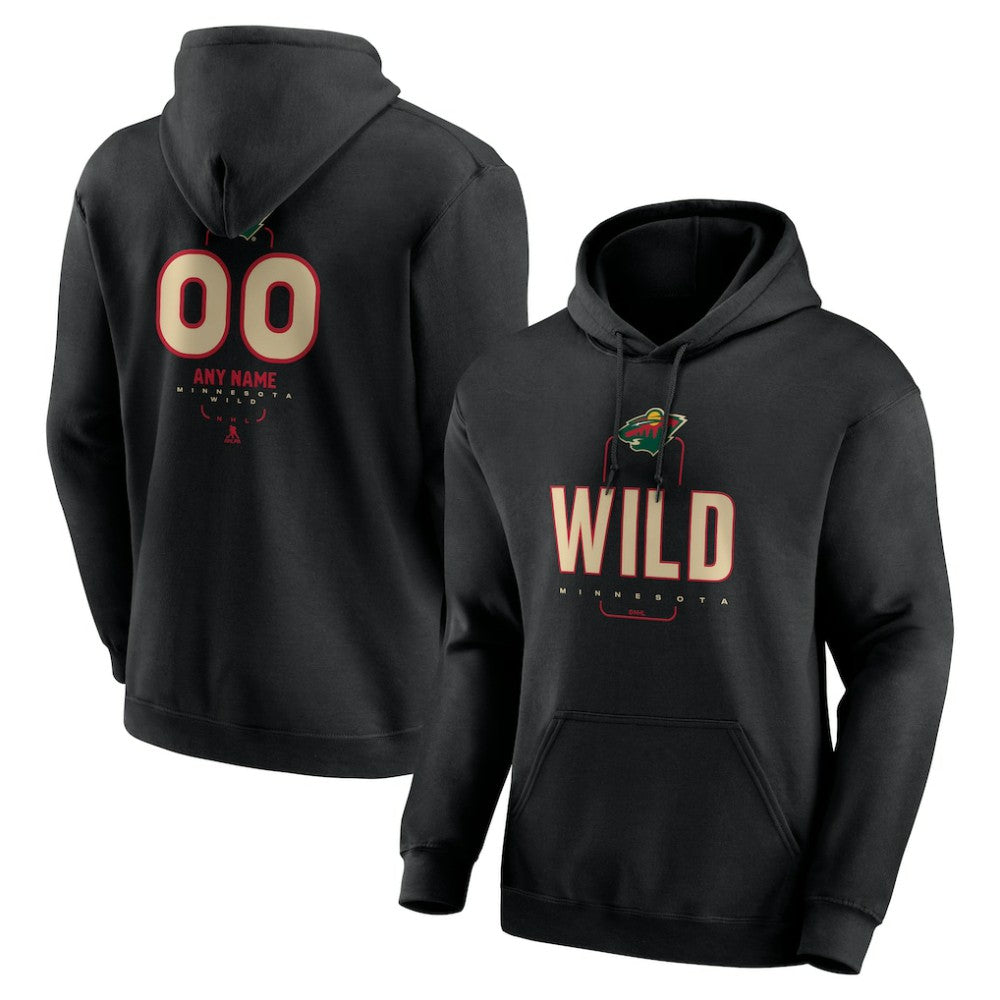 Minnesota Wild Personalized Name & Number Midfielder Pullover Hoodie - Black - NHL 202441356