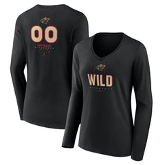 Minnesota Wild Women's Personalized Name & Number Midfielder Long Sleeve V-Neck T-Shirt - Black - NHL 202441358