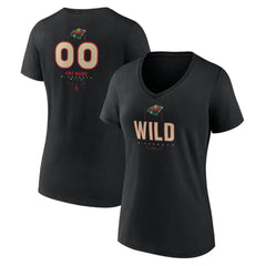Minnesota Wild Women's Personalized Name & Number Midfielder V-Neck T-Shirt - Black - NHL 202441359