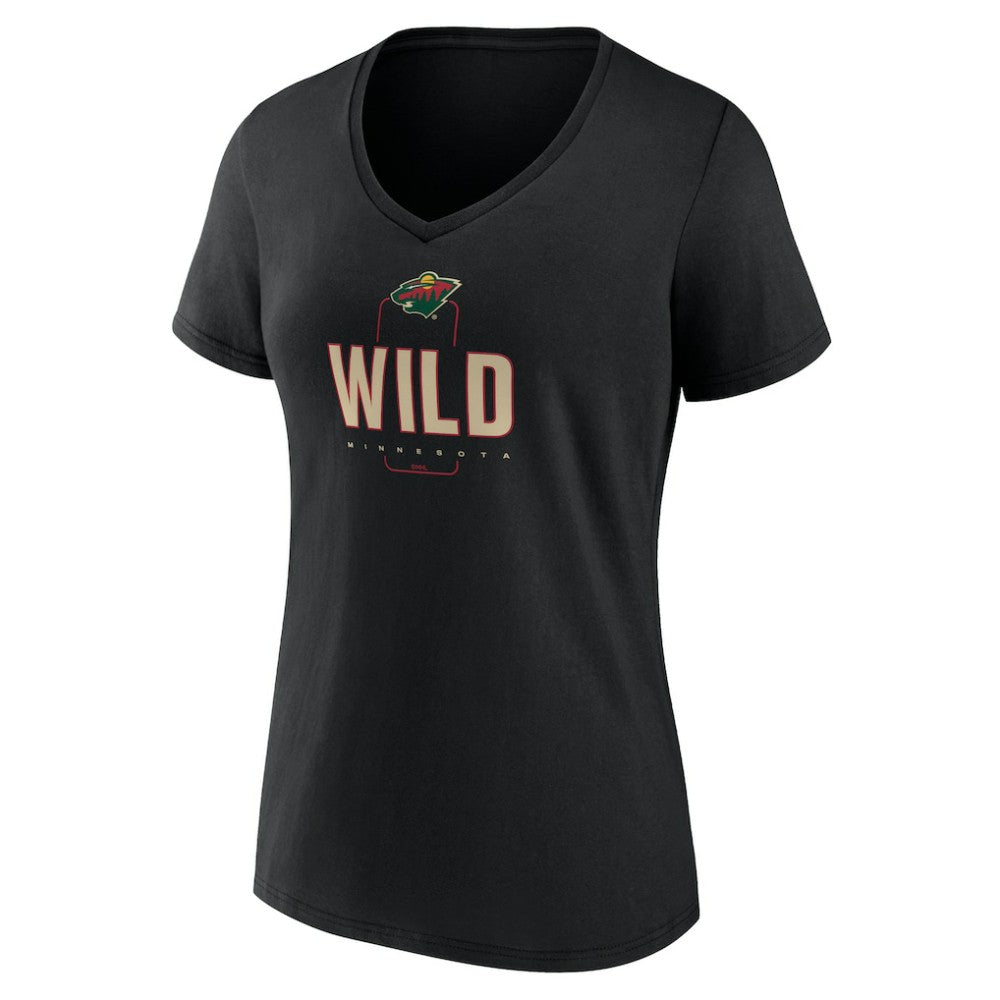 Minnesota Wild Women's Personalized Name & Number Midfielder V-Neck T-Shirt - Black - NHL 202441359