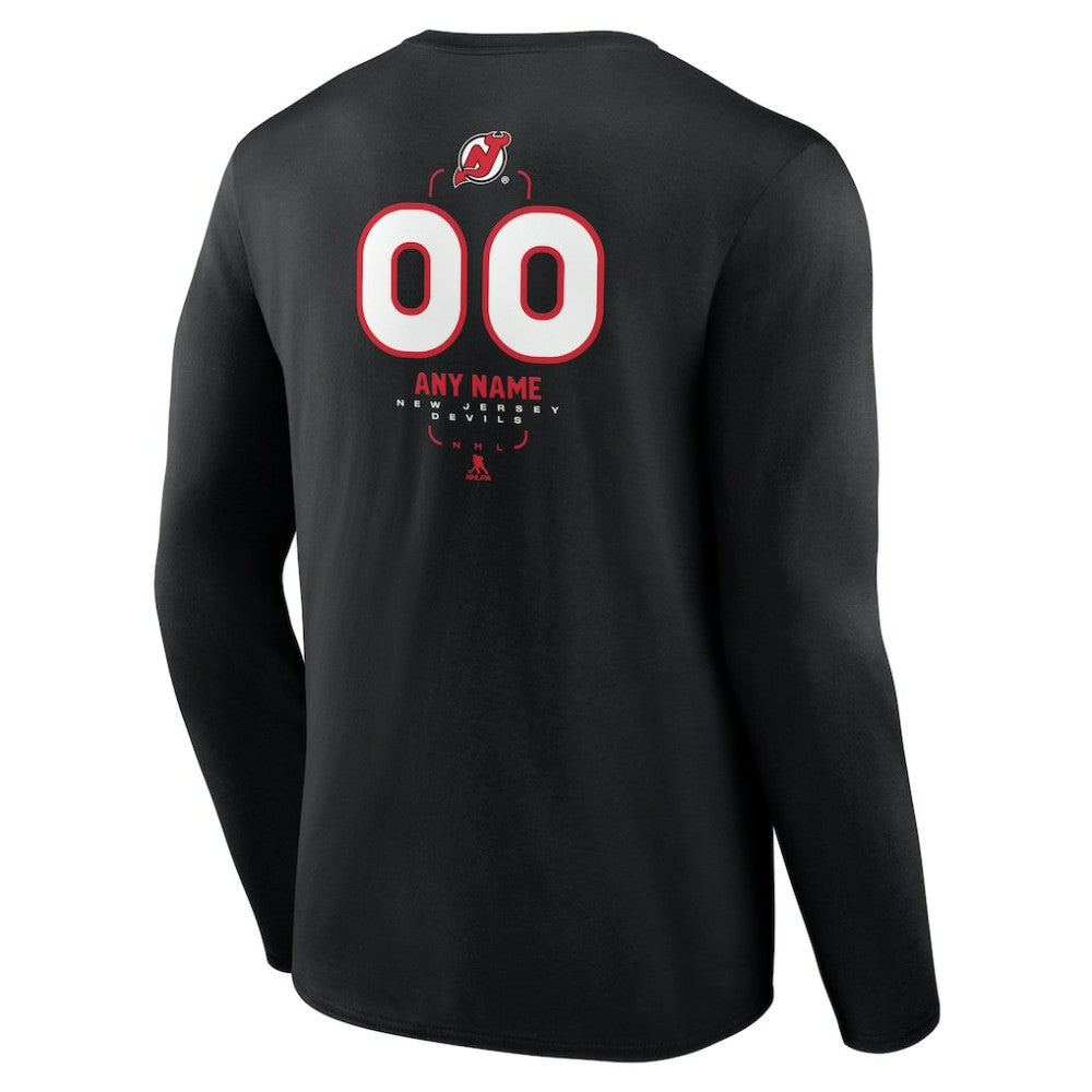 New Jersey Devils Personalized Name & Number Midfielder Long Sleeve T-Shirt - Black - NHL 202441360