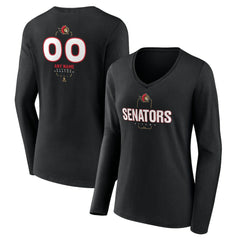 Ottawa Senators Women's Personalized Name & Number Midfielder Long Sleeve V-Neck T-Shirt - Black - NHL 202441368