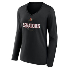 Ottawa Senators Women's Personalized Name & Number Midfielder Long Sleeve V-Neck T-Shirt - Black - NHL 202441368