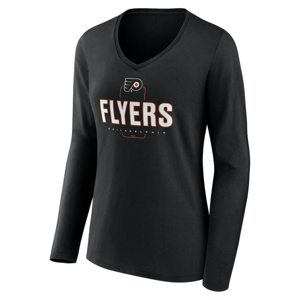 Philadelphia Flyers Women's Personalized Name & Number Midfielder Long Sleeve V-Neck T-Shirt - Black - NHL 202441373