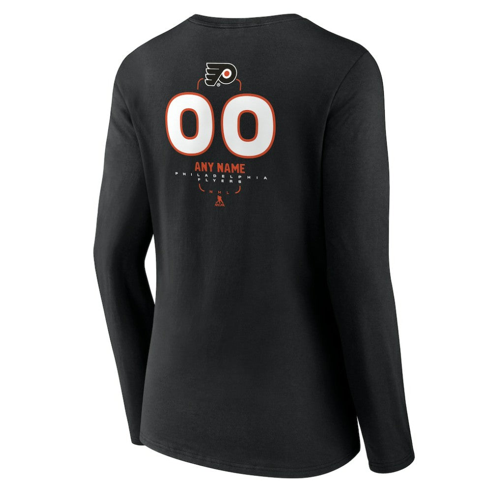 Philadelphia Flyers Women's Personalized Name & Number Midfielder Long Sleeve V-Neck T-Shirt - Black - NHL 202441373