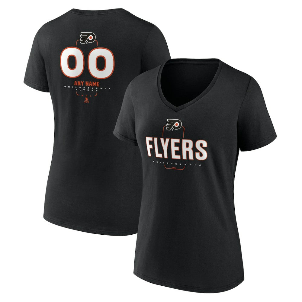 Philadelphia Flyers Women's Personalized Name & Number Midfielder V-Neck T-Shirt - Black - NHL 202441374