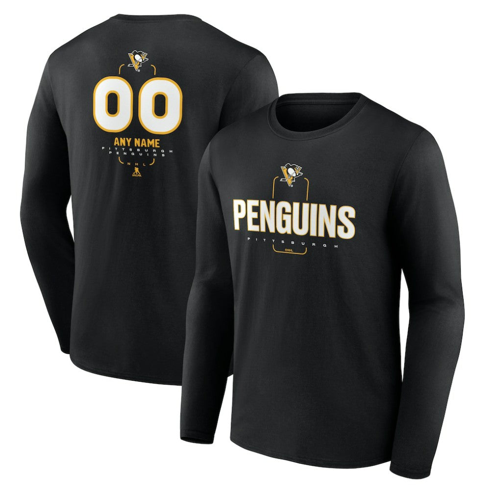Pittsburgh Penguins Personalized Name & Number Midfielder Long Sleeve T-Shirt - Black - NHL 202441375