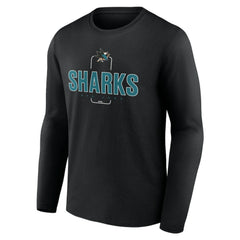 San Jose Sharks Personalized Name & Number Midfielder Long Sleeve T-Shirt - Black - NHL 202441380