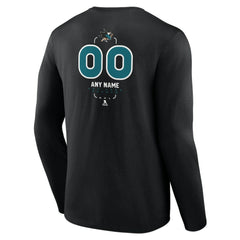 San Jose Sharks Personalized Name & Number Midfielder Long Sleeve T-Shirt - Black - NHL 202441380