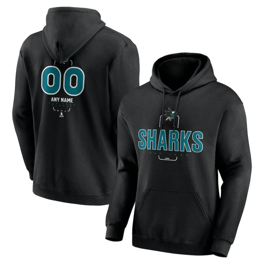 San Jose Sharks Personalized Name & Number Midfielder Pullover Hoodie - Black - NHL 202441381