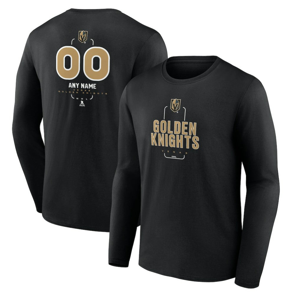 Vegas Golden Knights Personalized Name & Number Midfielder Long Sleeve T-Shirt - Black - NHL 202441385