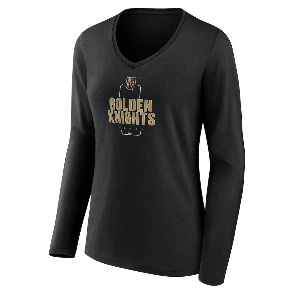 Vegas Golden Knights Women's Personalized Name & Number Midfielder Long Sleeve V-Neck T-Shirt - Black - NHL 202441388