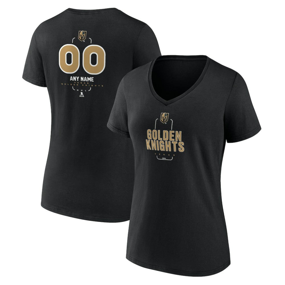 Vegas Golden Knights Women's Personalized Name & Number Midfielder V-Neck T-Shirt - Black - NHL 202441389