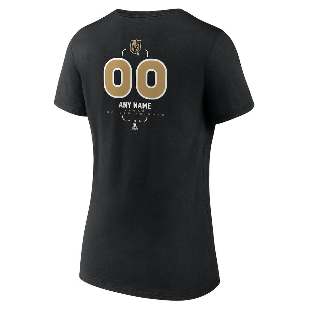 Vegas Golden Knights Women's Personalized Name & Number Midfielder V-Neck T-Shirt - Black - NHL 202441389