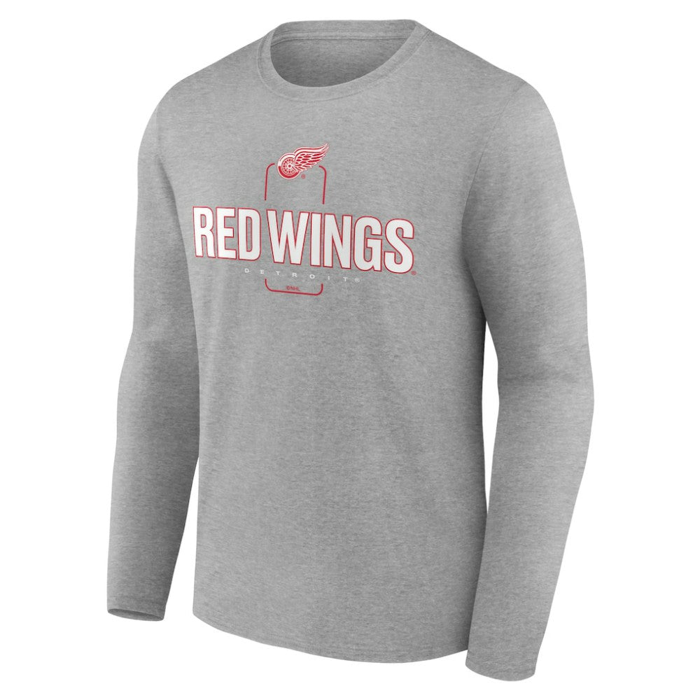 Detroit Red Wings Personalized Name & Number Midfielder Long Sleeve T-Shirt - Gray - NHL 202447068