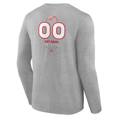 Detroit Red Wings Personalized Name & Number Midfielder Long Sleeve T-Shirt - Gray - NHL 202447068