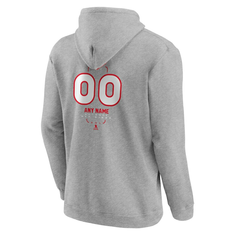 Detroit Red Wings Personalized Name & Number Midfielder Pullover Hoodie - Gray - NHL 202447069