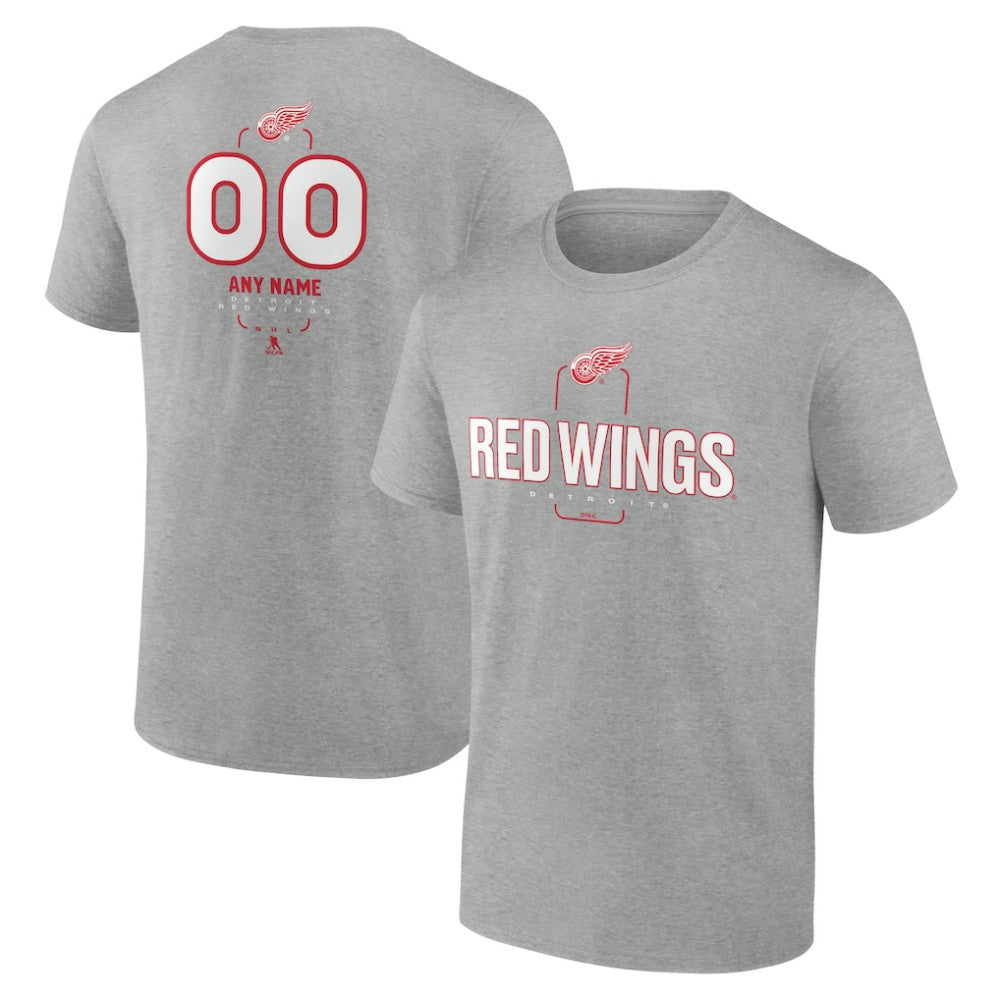 Detroit Red Wings Personalized Name & Number Midfielder T-Shirt - Gray - NHL 202447070