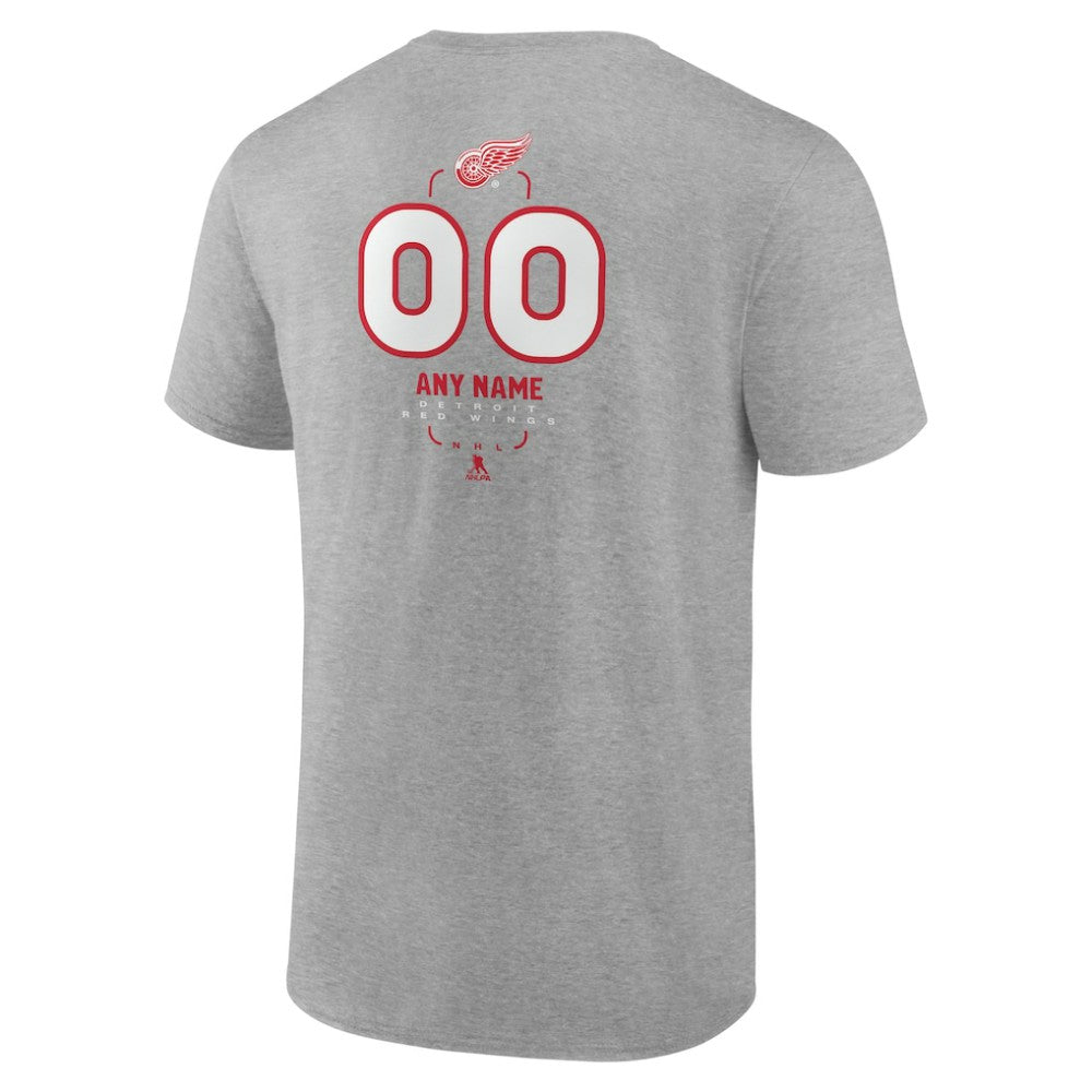 Detroit Red Wings Personalized Name & Number Midfielder T-Shirt - Gray - NHL 202447070