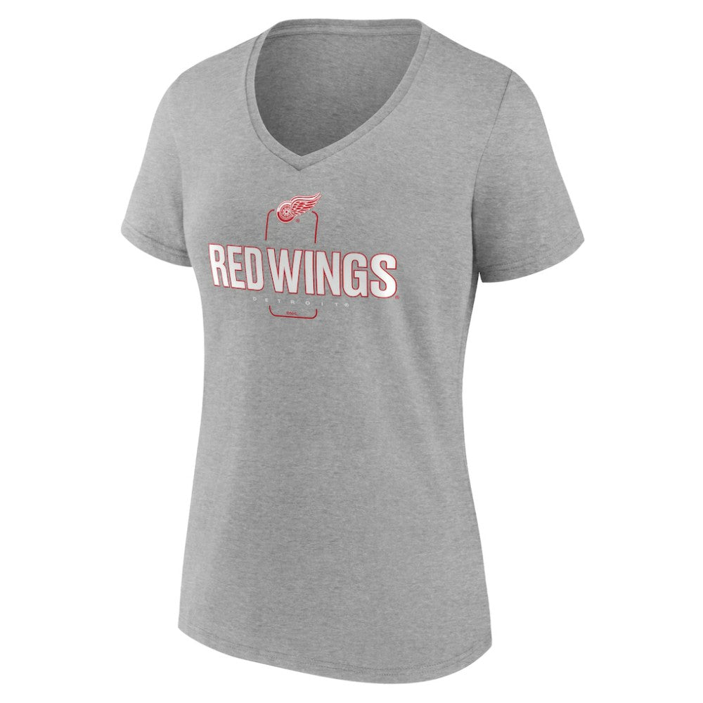 Detroit Red Wings Women's Personalized Name & Number Midfielder V-Neck T-Shirt - Gray - NHL 202447072