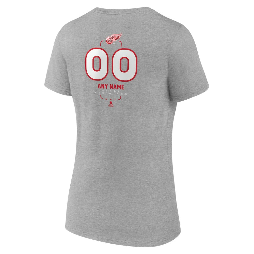 Detroit Red Wings Women's Personalized Name & Number Midfielder V-Neck T-Shirt - Gray - NHL 202447072