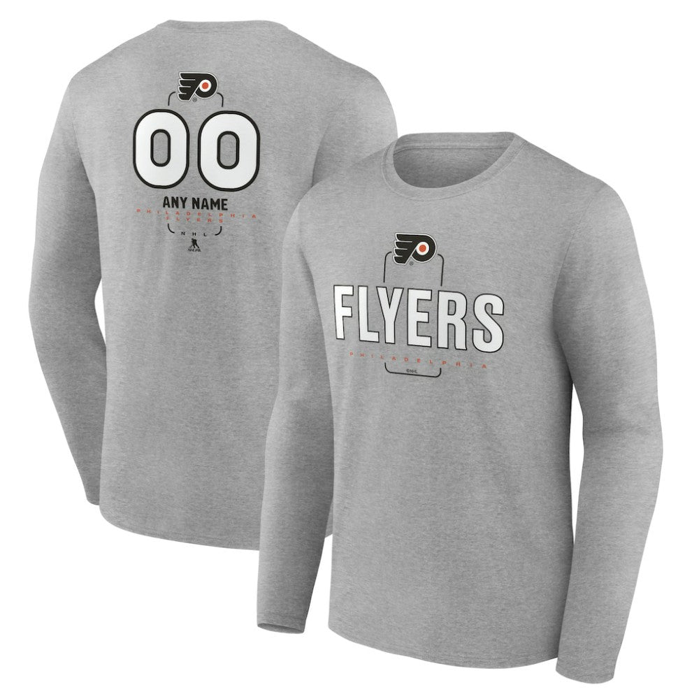 Philadelphia Flyers Personalized Name & Number Midfielder Long Sleeve T-Shirt - Gray - NHL 202447073
