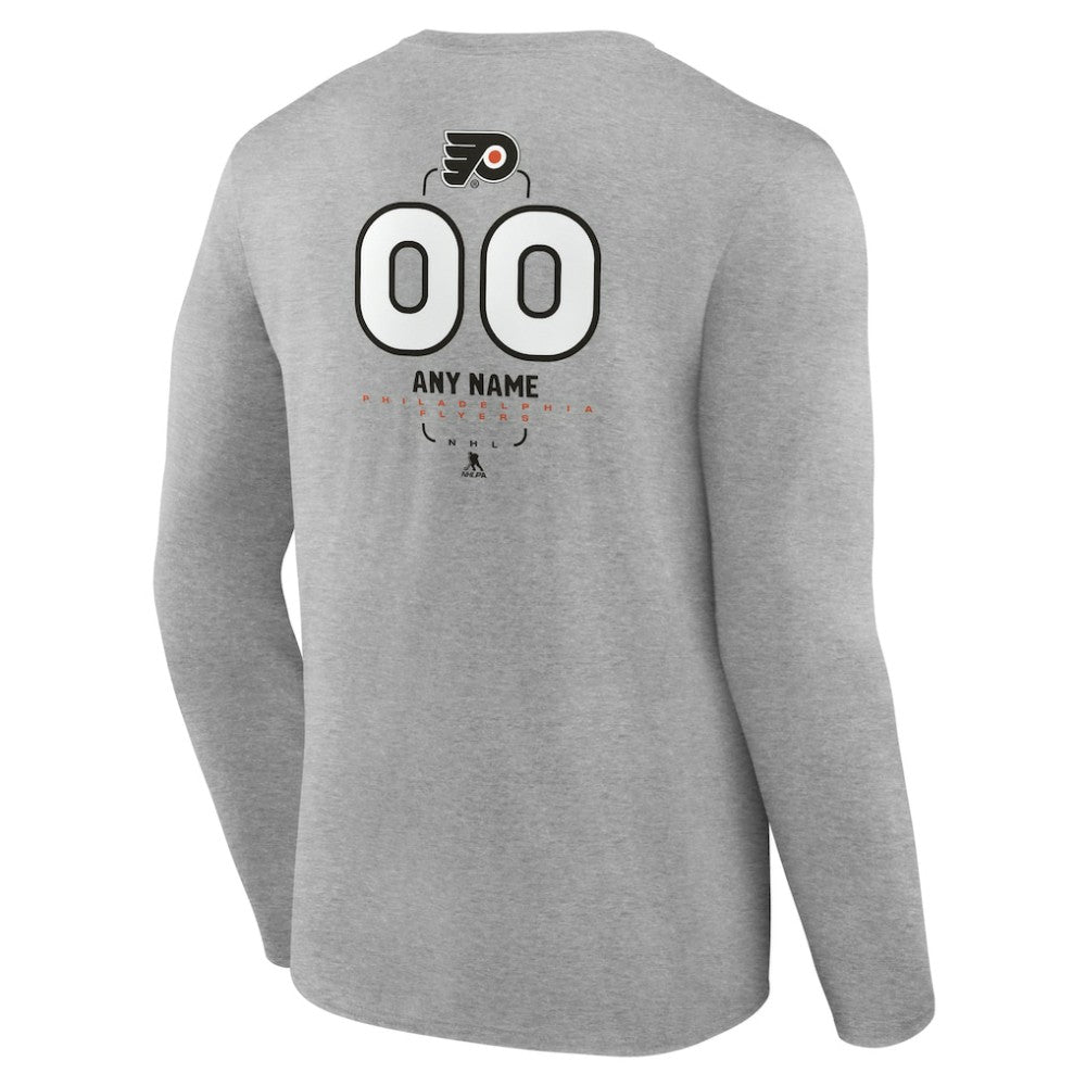 Philadelphia Flyers Personalized Name & Number Midfielder Long Sleeve T-Shirt - Gray - NHL 202447073