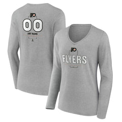 Philadelphia Flyers Women's Personalized Name & Number Midfielder Long Sleeve V-Neck T-Shirt - Gray - NHL 202447076