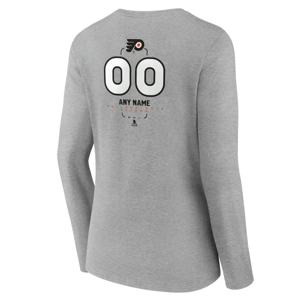Philadelphia Flyers Women's Personalized Name & Number Midfielder Long Sleeve V-Neck T-Shirt - Gray - NHL 202447076
