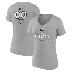 Philadelphia Flyers Women's Personalized Name & Number Midfielder V-Neck T-Shirt - Gray - NHL 202447077