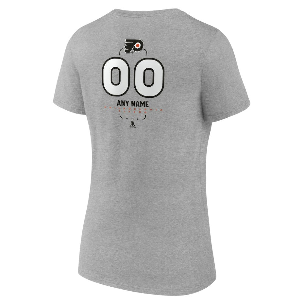 Philadelphia Flyers Women's Personalized Name & Number Midfielder V-Neck T-Shirt - Gray - NHL 202447077