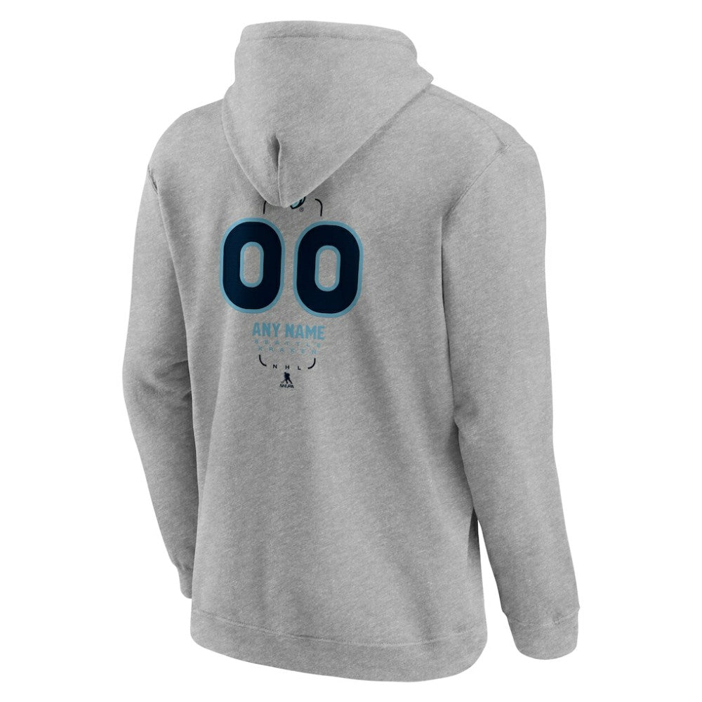 Seattle Kraken Personalized Name & Number Midfielder Pullover Hoodie - Gray - NHL 202447079