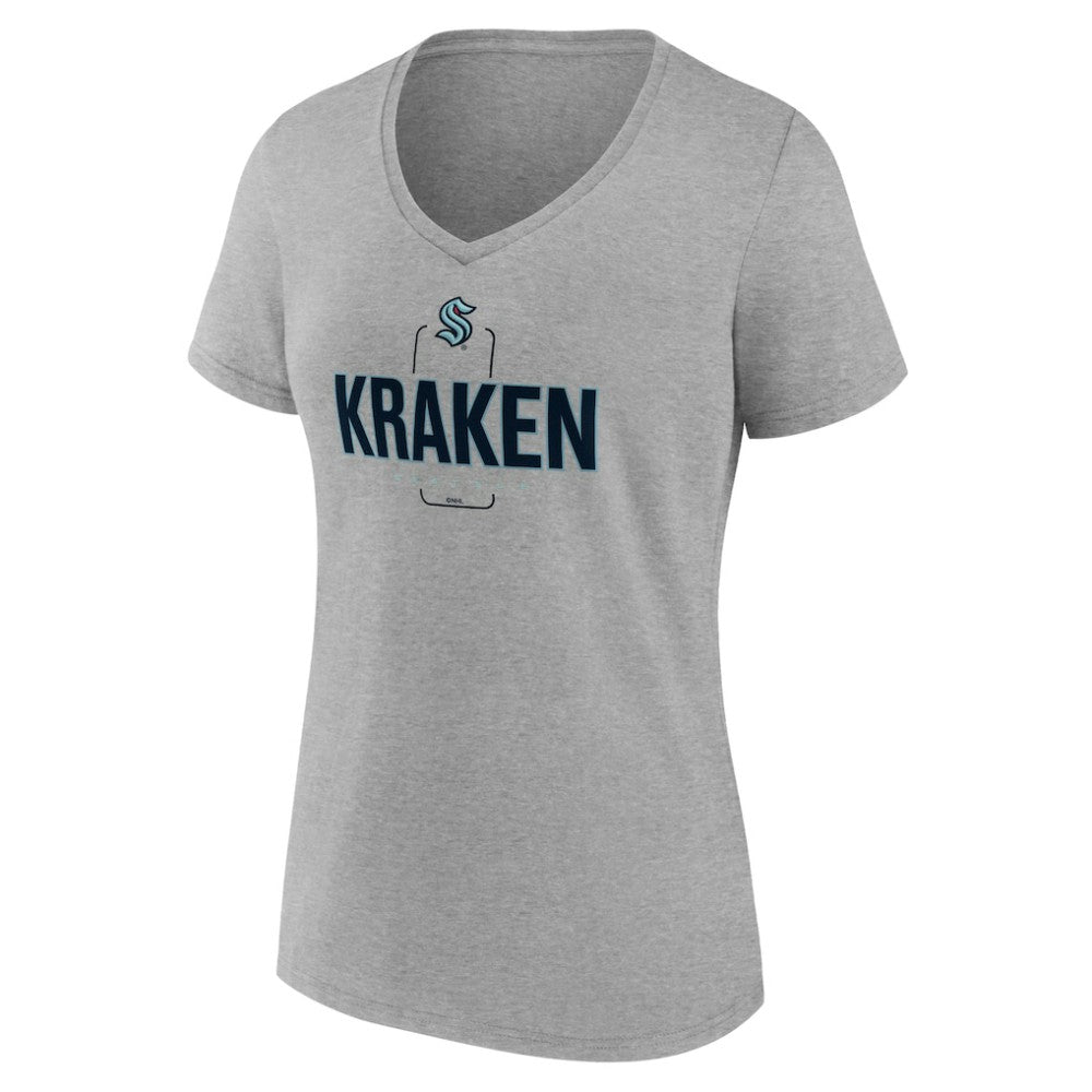 Seattle Kraken Women's Personalized Name & Number Midfielder V-Neck T-Shirt - Gray - NHL 202447082