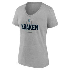 Seattle Kraken Women's Personalized Name & Number Midfielder V-Neck T-Shirt - Gray - NHL 202447082