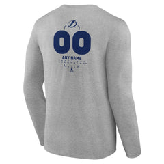 Tampa Bay Lightning Personalized Name & Number Midfielder Long Sleeve T-Shirt - Gray - NHL 202447083