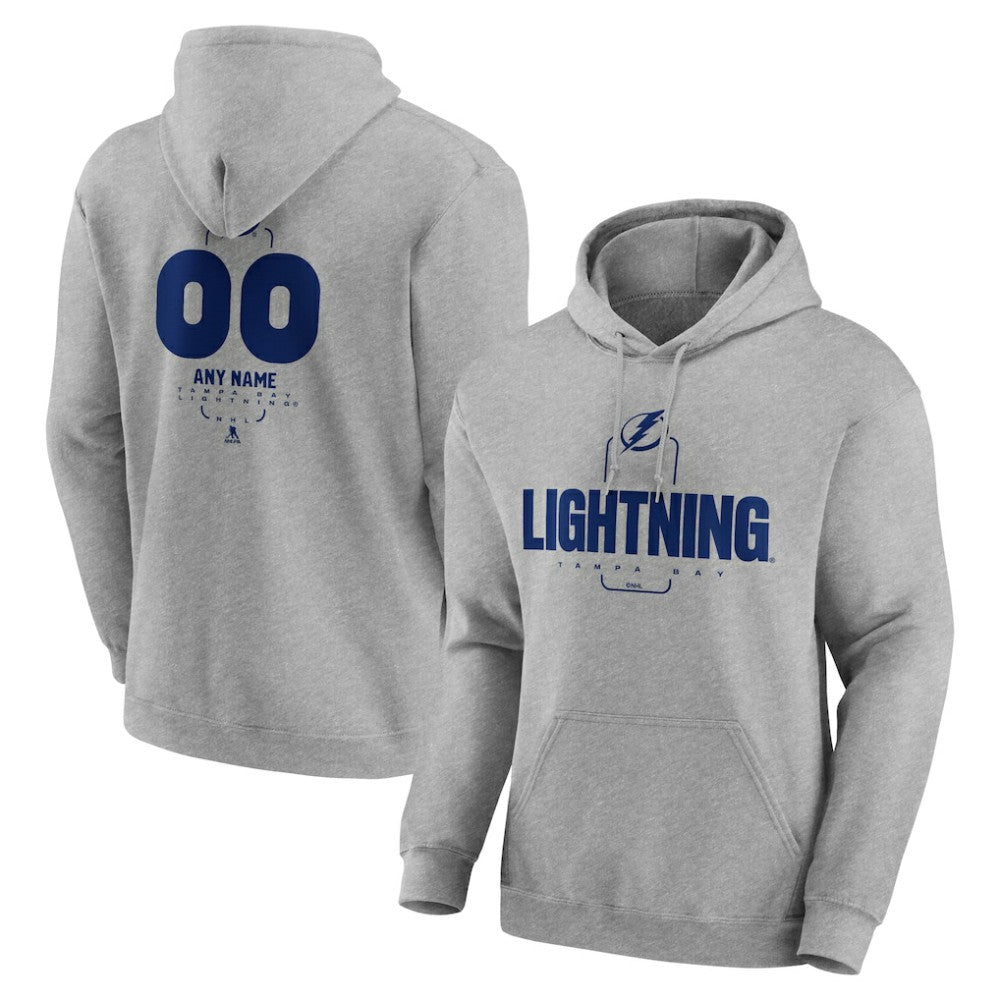Tampa Bay Lightning Personalized Name & Number Midfielder Pullover Hoodie - Gray - NHL 202447084