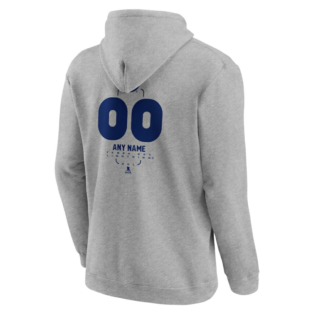 Tampa Bay Lightning Personalized Name & Number Midfielder Pullover Hoodie - Gray - NHL 202447084
